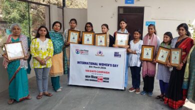 अंतरराष्ट्रीय महिला दिवस पर समर्पण सोसाइटी ने प्रतिभाशाली बालिकाओं व महिलाओं को किया सम्मानित